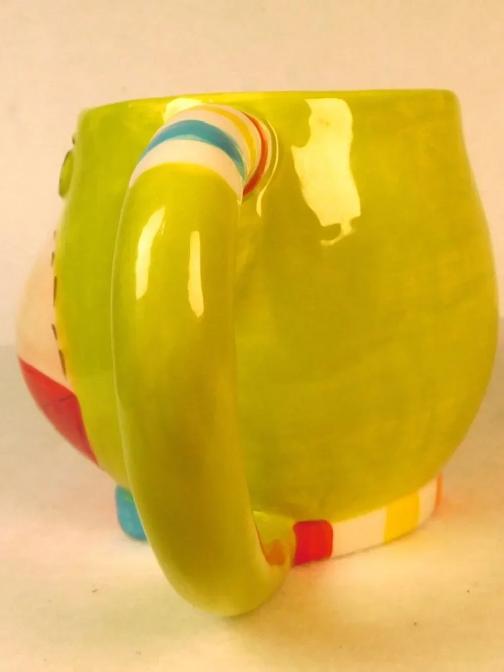 Pier 1 Imports Green Monkey Coffee Mug Rare Hand Painted Ceramic Cup Collectable